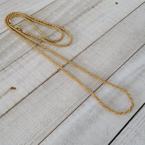 Monet Necklace Gold Tone Rope Wrap Chain Twisted - Picture 8 of 11